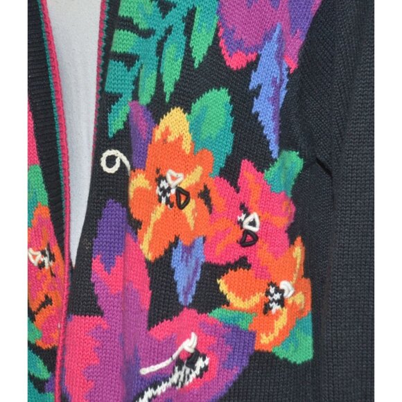Vintage Jantzen Classics Cardigan Sweater Size XL Floral Hand Embroidered Granny - Picture 4 of 10